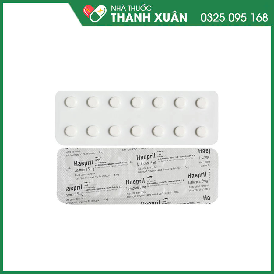 Haepril 5mg thuốc điều trị tăng huyết áp, suy tim, nhồi máu cơ tim cấp và biến chứng thận của bệnh đái tháo đường